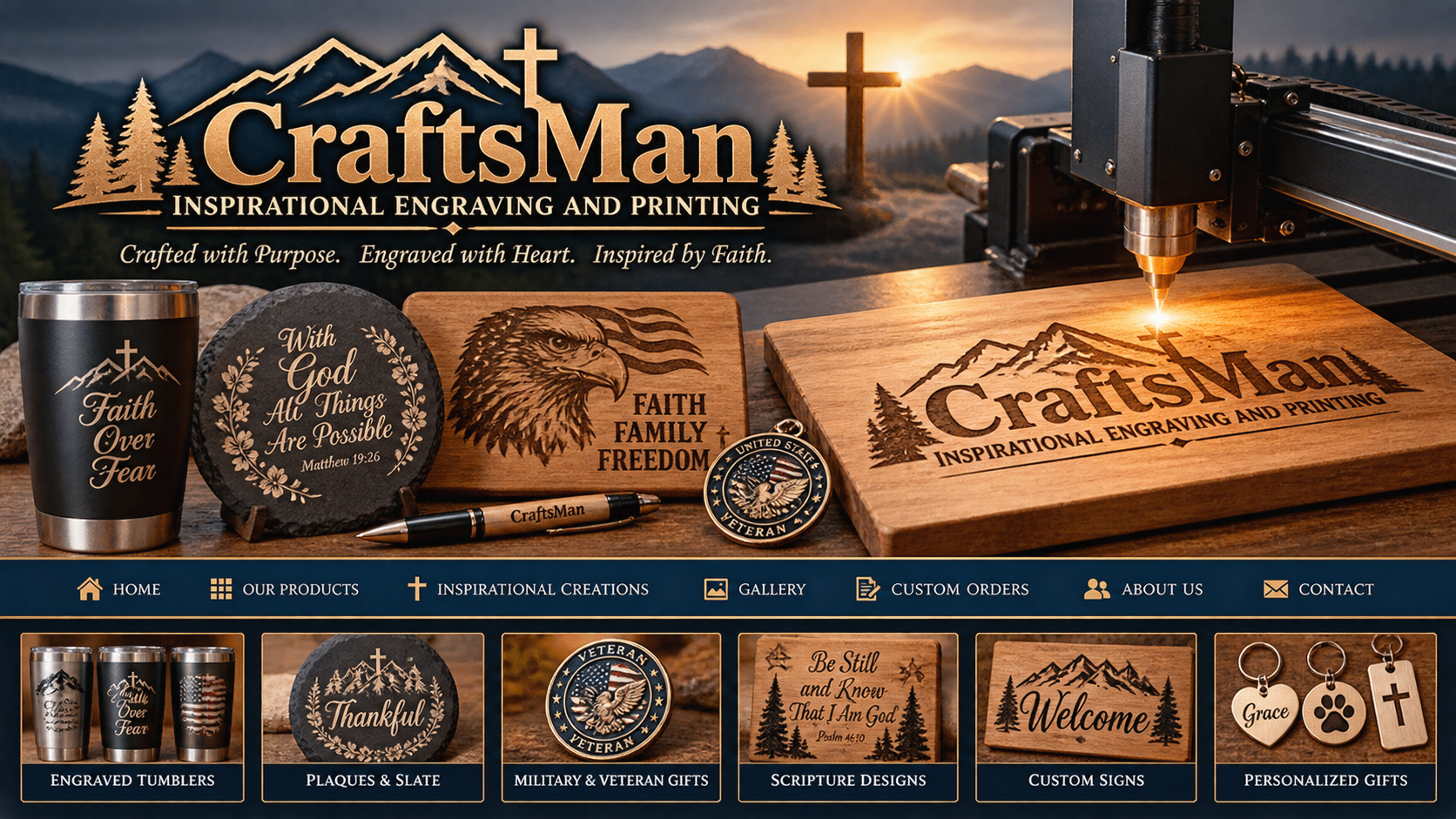CraftsMan engraved gifts, patriotic keepsakes, inspirational plaques, and engraving equipment